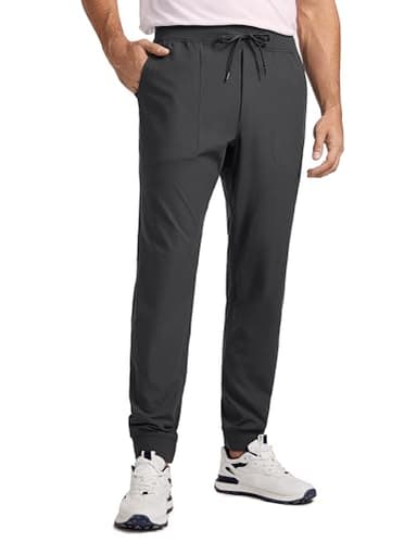 CRZ YOGA All Day Comfy Golf Joggers Pants for Men 30'' Quick Dry Lightweight Stretch Work Casual Sweatpants with Pockets Ink Gray Large