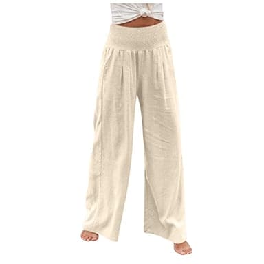 SMIDOW Wide Leg Palazzo Pants for Women Casual Loose Comfy High Waisted Straight Leg Pant Trousers with Pockets