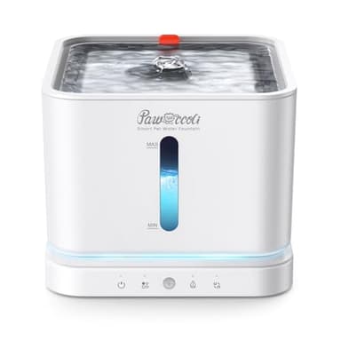 Pawccoli Cordless Cat Water Fountain, 3L/100oz Stainless Steel Tray, Cat Fountains for Drinking, Pet Water Fountains Indoor, Automatic Dog Water Bowl Dispenser, Rechargeable Battery Operated White