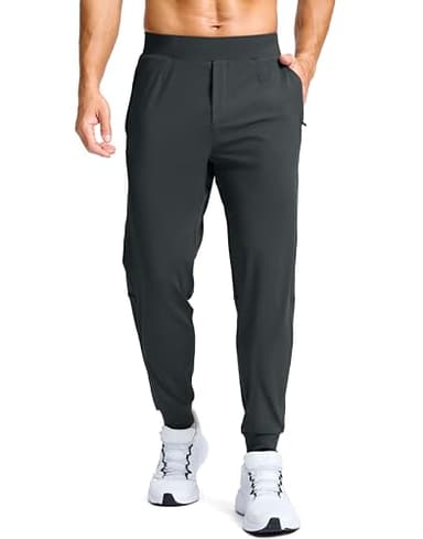 Men's Golf Joggers Pants with Zipper Pockets Stretch Sweatpants Slim Fit Track Pants Joggers for Men Work Running (Dark Gray, L)