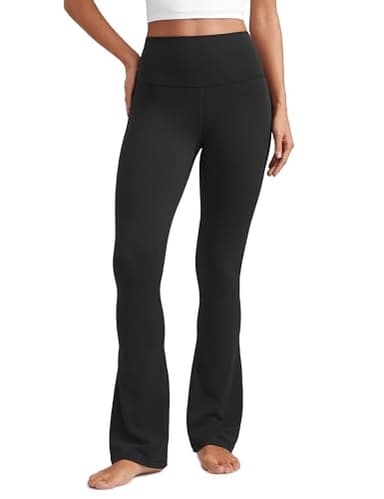CRZ YOGA Butterluxe High Waist Mini Flared Leggings for Women 31.5" - Bootcut Yoga Pants with Pocket Casual Lounge Comfy Black Medium