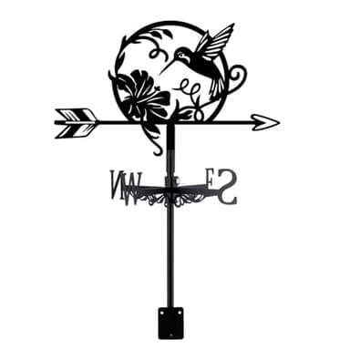 SUPERDANT Hummingbird Weathervane Bird Weather Vane for Yard Flowers Metal Wind Vanes Roof Mount for Outside Garden Black Weathervanes Farmhouse Farm Barn Sheds Patio Outdoor Decorations Gifts