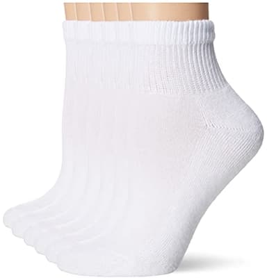 Hanes Womens Ultimate 6-pack Comfort Toe Seamed Ankle Socks, White, 8-12 US