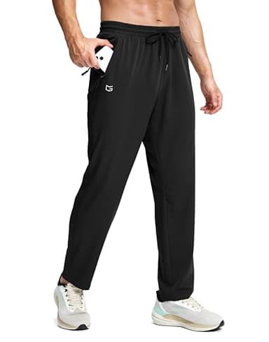 G Gradual Men's Lightweight Pants with 3 Zipper Pockets Athletic Workout Sweatpants Quick Dry Running Hiking Pants for Men Black L