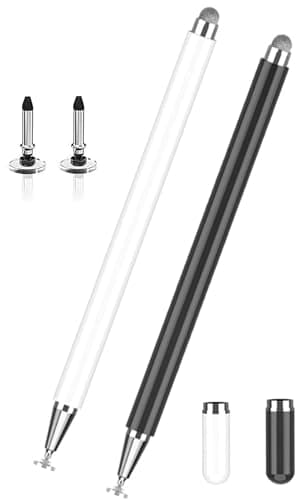 2 Pcs Stylus Pen Replacement for Samsung Galaxy Tab A9+ Plus/A9/A8/A8 Plus/A7 Lite，Universal High Sensitive S Pen for iPad Pro/iPhone/Microsoft/Surface/Fire HD All Touchscreen Devices(Black+White)