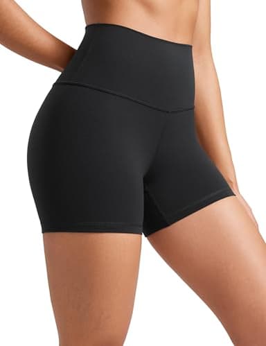 CRZ YOGA Womens Butterluxe Biker Shorts 4'' - High Waisted Booty Workout Volleyball Yoga Spandex Black Medium