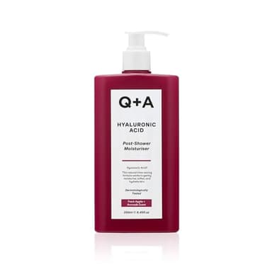 Q+A Hyaluronic Acid Post Shower Moisturizer (250ml), Wet-Skin Body Lotion with Avocado & Hazelnut Oils, Prebiotic Hydration, Locks In Moisture Quickly, Non-Greasy, Dry Skin Moisturizer