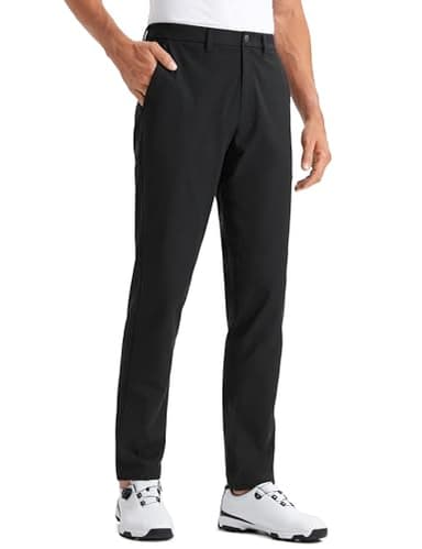 CRZ YOGA Men's All Day Comfy Golf Pants - 32" Quick Dry Lightweight Work Casual Trousers with Pockets Black 28W x 32L