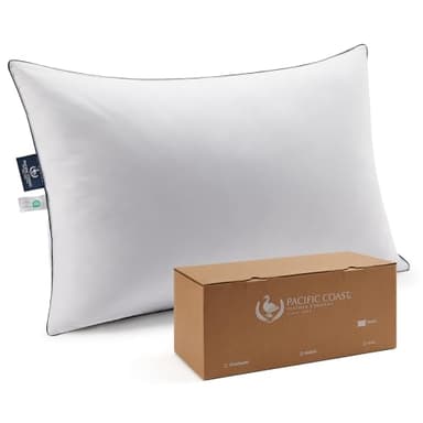 Pacific Coast Bed Pillow, Hotel Collection Goose Feather Down Pillow for Sleeping, Pillow with High Thread Count 100% Cotton Shell, Queen Size
