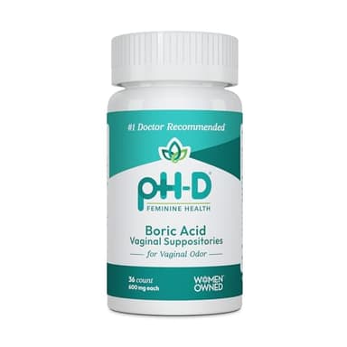 pH-D Feminine Health Support - 600 mg Boric Acid Suppositories - Woman Owned - for Vaginal Odor Use - 36 Count