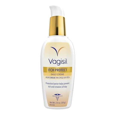 Vagisil Itch Protect Daily Creme with Prebiotic Oatmeal, Fragrance-Free Protective Formula with Shea Butter and Sunflower Oil, pH Balanced Fast-Absorbing Moisturizer, Hypoallergenic, 2 oz