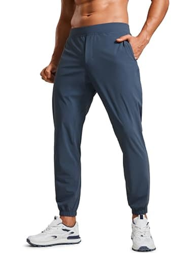 CRZ YOGA Athletic Joggers for Men - 29" Lightweight Running Training Pants with Zip Pockets and Ankle Zippers Electric Blue Large