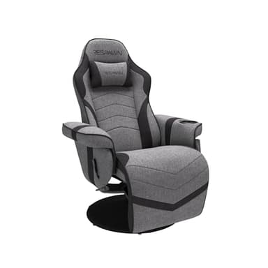 RESPAWN 900 Console Gaming Recliner with Footrest and Lumbar Support - Comfortable Ergonomic Gaming Chair with Headrest, No Wheels, Reclining, Heavy Duty, Racing Style Video Game Chairs - Gray Fabric