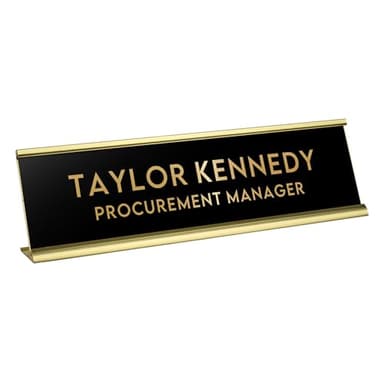 Custom Engraved Desk Plate | Personalized with your Name and Title | Perfect Decor for Office, Business, or Home | Multiple Font and Color Options | 2x8" or 2x10" (Black w/Gold Letters, 2x8")