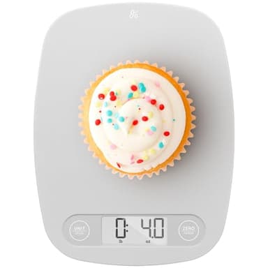 Greater Goods Slim Digital Kitchen Scale, 11lb / 5kg – Accurate 1 g Increments, Compact Lightweight Plastic Food Scale for Cooking, Baking & Meal Prep, Battery Included