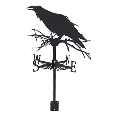 SUPERDANT Crow Weathervane Raven Weather Vane for Yard Animal Metal Wind Vanes Roof Mount for Outside Garden Black Weathervanes Farmhouse Farm Barn Sheds Patio Outdoor Halloween Decorations Gifts