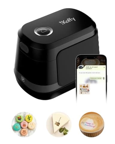 iKoffy EdiBot, AI-Powered Portable Full-Color Food Printer, for Latte Art, Macaron Cookie DIY & Cake Decoration, Cosmic Black