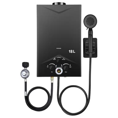 Tankless Propane 4.74GPM 18L Outdoor Portable Instant Water Heater with Digital Display Multi-Protection for Camping Trips Boat Cabins