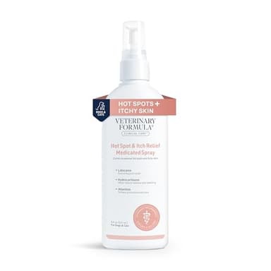 Veterinary Formula Clinical Care Hot Spot & Itch Relief Medicated Spray, 8oz – Easy to Use Spray for Dogs & Cats – Helps Alleviate Sensitive Skin, Scratching, and Licking of Coat (1 Pack)