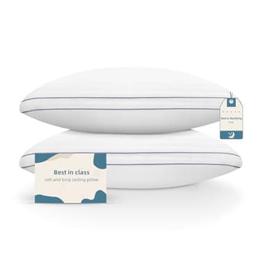 KNX- Soft/Medium Bed Pillows for Side, Back or Stomach Sleepers, 20x30 Queen Size Set of 2, Luxury Hotel Quality Pillow with Hypoallergenic Down Alternative, Machine Washable (Soft - Med/High Loft)