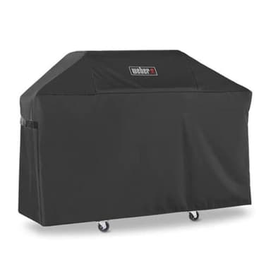 Weber Premium Outdoor Grill Cover – Water‑Resistant Weather‑Protective Grill Cover for Genesis 300 Series (3 Burners) Gas Grills, Durable Black Fabric with Secure Fastening Straps