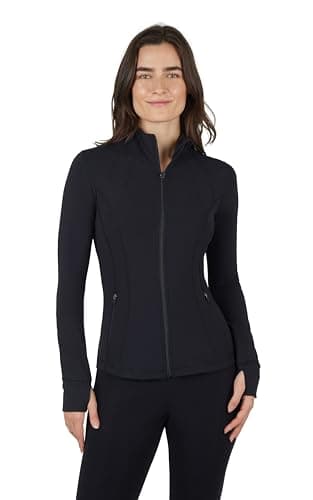 Yogalicious Womens Ultra Soft Lightweight Full Zip Yoga Jacket with Zipper Pockets - Black - XL