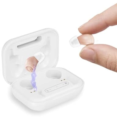 Hearing Aids for Seniors, Mini Rechargeable and Long-Lasting Invisable in-The-Ear Hearing Aids with Noise Cancelling, Customizable Listening Experience and Easy Control (Beige)