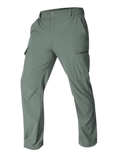 MOURCE Waterproof Hiking Pants Men 8 Pockets - Lightweight Quick Dry Travel Pants for Men Golf Trekking, Sage Green