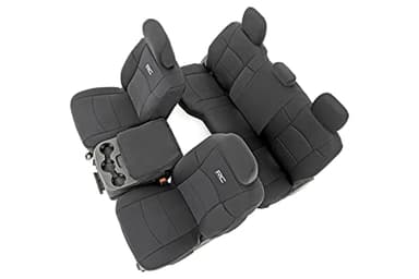 Rough Country Neoprene Seat Covers for Dodge Ram (2019-2024) - UV & Water Resistant, Foam Padded Truck Seat Covers - Full Set