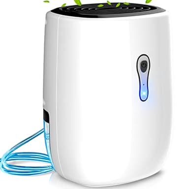 Posdry Dehumidifiers for Home 27oz(800ml) Small Auto Shut off Dehumidifiers with Drain Hose,Portable Ultra Quiet Mini Dehumidifier Effective for Bathroom, Basement, Garage, RV, Gun Safe, Closet
