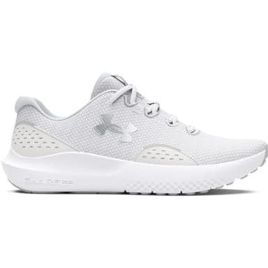 Under Armour Women's Charged Surge 4, (100) White/Distant Gray/Metallic Silver, 9, US
