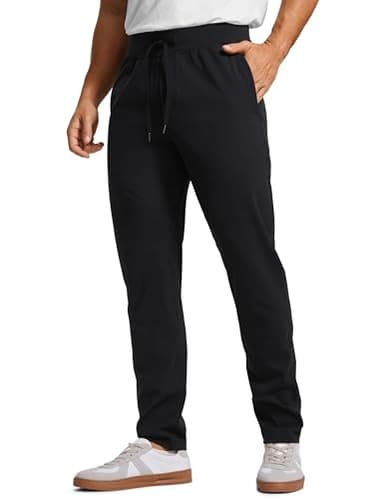 CRZ YOGA 4-Way Stretch Athletic Pants for Men 30" Workout Lounge Casual Work Jogger with Zip Pocket Black Medium