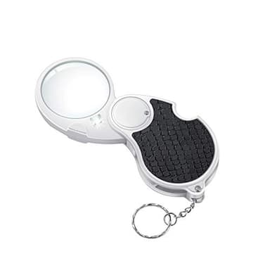 TECHSHARE Magnifying Glass with Light, Lighted Magnifying Glass, Handheld Pocket Magnifier Small Illuminated Folding Hand Held Lighted Magnifier for Reading Coins Hobby Travel - 45 Mm Diameter