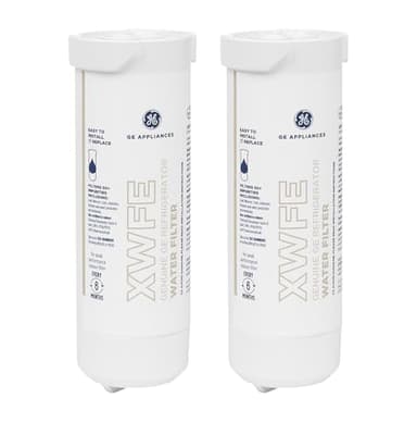 GE XWFE™ Refrigerator Water Filter, Genuine Replacement Filter, Certified to Reduce Lead, Microplastics, PFOA/PFOS, and 50+ Other Impurities, Compatible with GE Appliances Brands, Pack of 2