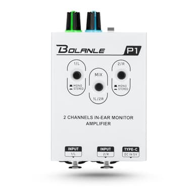 P1 Portable in Ear Monitor Amplifier, Headphone Amp with XLR and TRS Input 3.5mm Output, Headphone Amplifier with Stereo/Mono Switch for Keyboardists, Drummers, Guitar (Dual Channel)