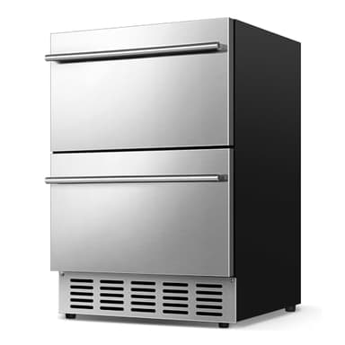 FoMup Under Counter Beverage Refrigerator 24 Inch, Outdoor Drawer Fridge Stainless Steel with Temperature Control for Home, Outdoor Patio and Commercial Use