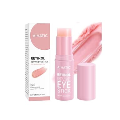 Aihatic Retinol & Caffeine Eye Balm Stick - Dark Circles Relief & Depuffing Treatment, Hyaluronic Acid + Collagen, Gentle Under Eye Cream for Sensitive Skin, Hydrates & Smooths Fine Lines, 0.35oz/10g