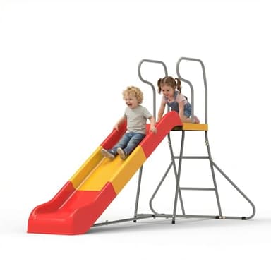 KDYMOD Outdoor Slide for Kids, 6.4FT Backyard Slide with Stair Slide, Heavy-Duty Playground Equipment for Backyard, Pool Side, Lawn & Garden, for Boys and Girls - Ages 3-8