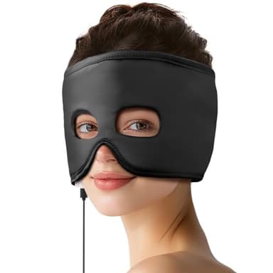 FERVORSOFT Silk Sinus Pressure Relief Mask, USB Corded Warm Compress for Sinusitis, Tension Headache & Migraine Treatment with 3 Temp Settings & 30-Min Auto Off Black