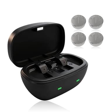 Rechargeable Size 312 Batteries for Hearing Aids and Charging Box, 312 Hearing Aid Battery Charger Case with 4 Packs Hearing Aid Batteries for Daily Rotation Use(Charger + 4pcs 312 Batteries)