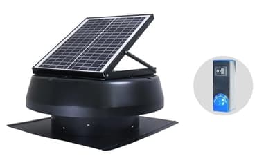 iLIVING HYBRID Ready Smart Thermostat Solar Roof Attic Exhaust Fan, 14", 40-Watt, 1150 CFM, Cools up to 2900 Sq.Ft. Coverage Area, Black