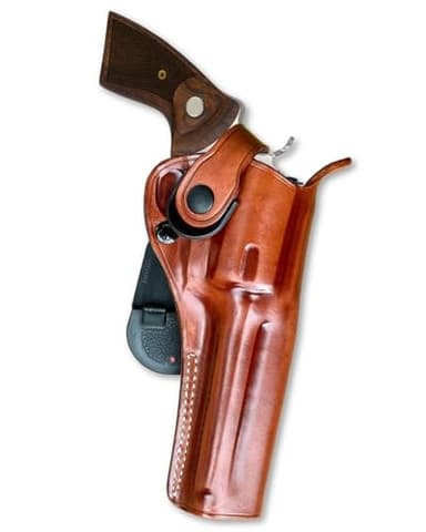 Masc OWB Leather Paddle Revolver Holster with Retention Strap, Fits Python .357 Magnum 4.25-inch, Right Hand Draw Brown Color #1304#