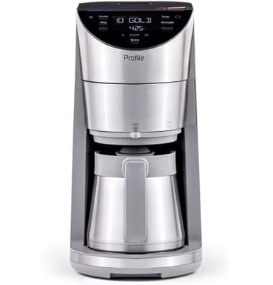 GE Profile Smart Grind & Brew Coffee Maker w/Podless Single Serve, 90oz Water Reservoir, 10 Cup Thermal Carafe, Voice Control, Adjustable Burr Grinder, SCA Certified, Barista-Quality, Stainless Steel