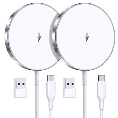 Magnetic Wireless Charger 15W Fast Mag Safe Charger for Cell iPhone 17 Pro Max/17 Pro/17 Air/17/16/15/14/13/12 Series 2 Pack Charging Pad for AirPods 3/2/Pro 2/Pro Mag-Safe Original Replacement
