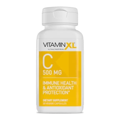 OmegaXL VitaminXL Vitamin C Supplement, 500 mg Capsules Provide Antioxidant Support, Helps Immune Health and Collagen Production (30 Vegan Capsules, 30-Servings)