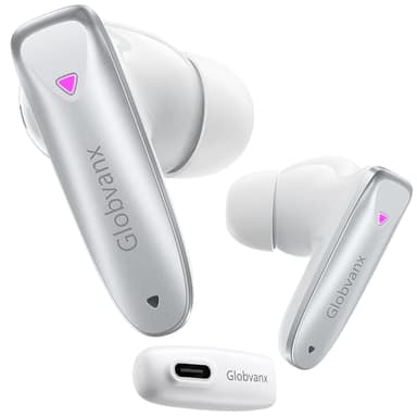Globvanx V2 Wireless Gaming Earbuds with 20ms Low Latency, 2.4GHz USB-C Dongle & Bluetooth 5.4 — Designed for Meta Quest 3S, Quest 3, Quest 2, PS5, PS4, PC, Switch, Steam Deck — Noise-Cancelling Mic