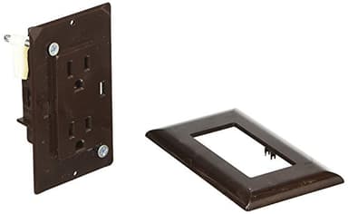 RV Designer AC Self-Contained Dual Outlet with Cover Plate S815 - 15 Amp 125 VAC Power Outlet Receptacle for RVs & Motorhomes - Brown - Safe & Simple Design - Dual Slots - OEM Use