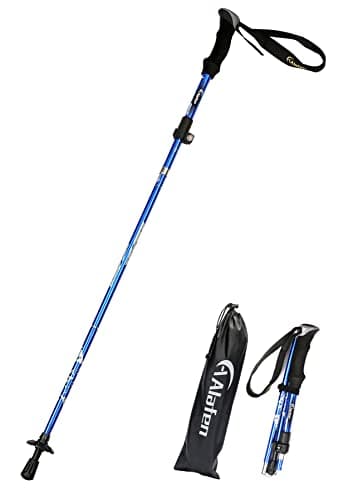 A ALAFEN Aluminum Collapsible Ultralight Travel Trekking Hiking Pole for Men and Women (Fits 5'3" - 6'2"), Single Pole (1 Pack), Blue