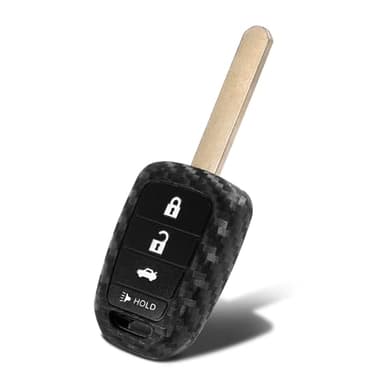 WORCAS Carbon Fiber Key Fob Case Silicone Cover - Compatible with Honda Accord, Civic, CR-V, CR-V LX, SE, Crosstour, Fit, HR-V - 4 Button Keyless Entry Remote