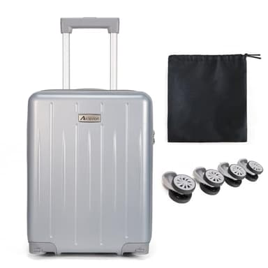 Aklsvion 18-inch Carry-on Boarding Luggage: Equipped with Movable Wheels, TSA Approved,Under the Seat, Hard Shell Construction, Lightweight Bag with Essential Accessories (Pearl Silver)